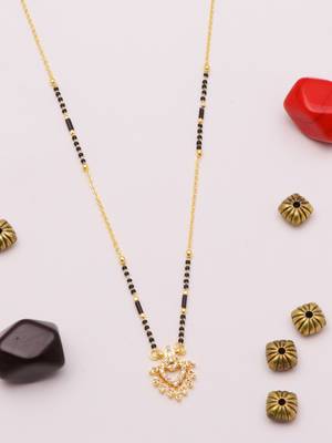 gold plated leaf design crystal mangalsutra for women 4