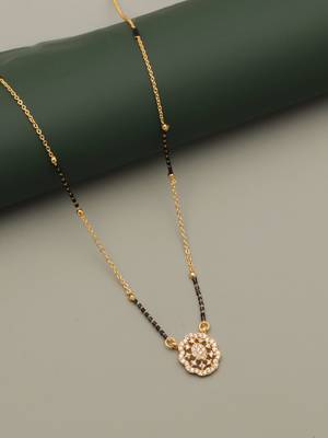 gold plated circular crystal mangalsutra for women 2