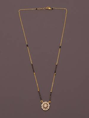 gold plated circular crystal mangalsutra for women 3