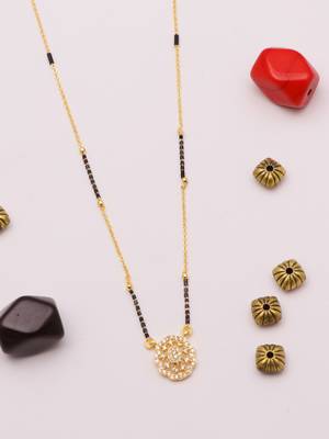 gold plated circular crystal mangalsutra for women 4