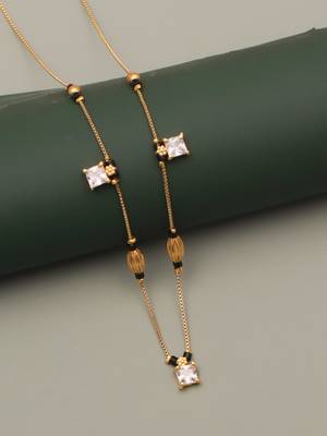 minimal gold plated crystal mangalsutra chain for women 2