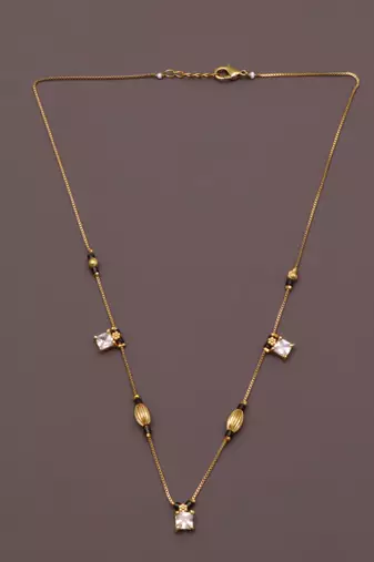 minimal gold plated crystal mangalsutra chain for women