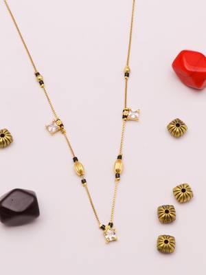 minimal gold plated crystal mangalsutra chain for women 4