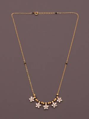 gold plated floral stone mangalsutra necklace for women 3
