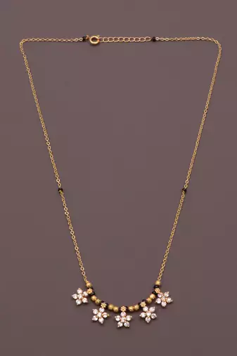 gold plated floral stone mangalsutra necklace for women