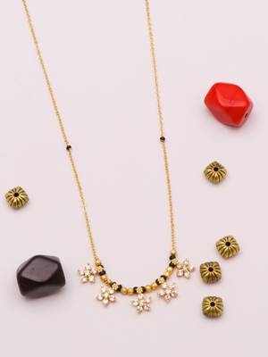 gold plated floral stone mangalsutra necklace for women 4