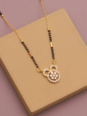 gold plated floral crystal mangalsutra for women 1