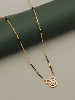gold plated floral crystal mangalsutra for women 2