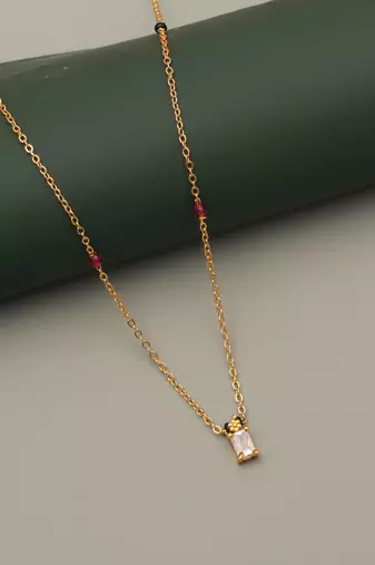 gold plated crystal pendant mangalsutra for women
