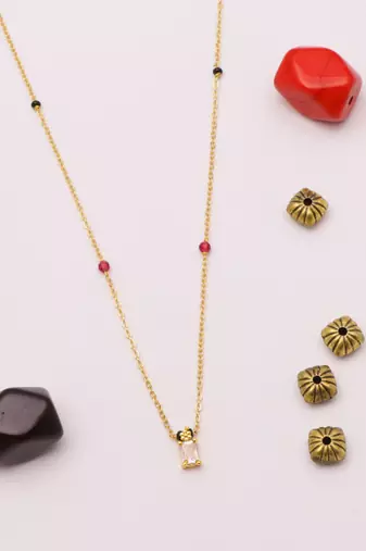 gold plated crystal pendant mangalsutra for women