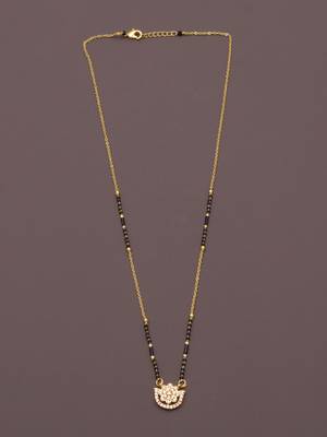 gold plated floral diamond mangalsutra for women 3