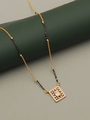 gold plated diamond pendant mangalsutra for women 2