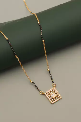 gold plated diamond pendant mangalsutra for women