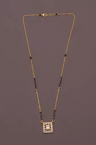 gold plated diamond pendant mangalsutra for women