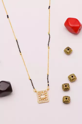 gold plated diamond pendant mangalsutra for women