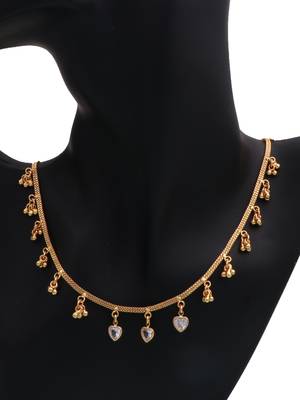 gold plated heart crystal drop necklace for women 1