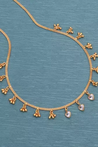 gold plated heart crystal drop necklace for women