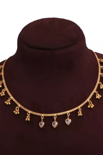 gold plated heart crystal drop necklace for women