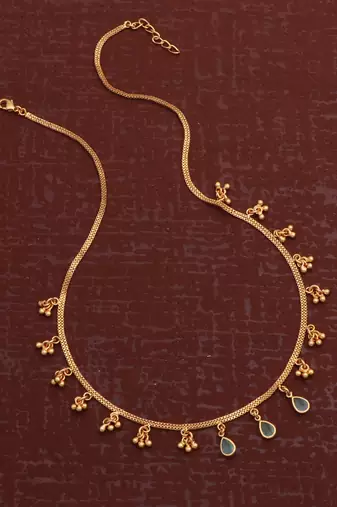 gold plated teardrop mint charm necklace for women