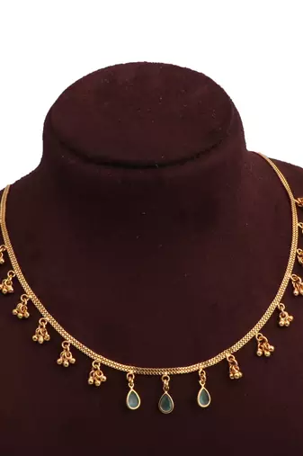 gold plated teardrop mint charm necklace for women