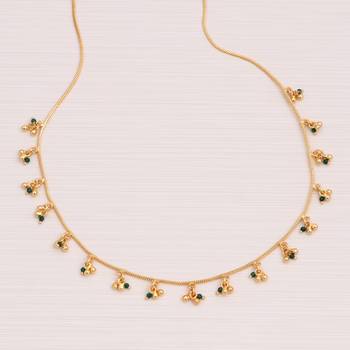 gold plated green bead tassel necklace for women 1