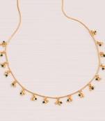 gold plated green bead tassel necklace for women