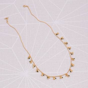 gold plated green bead tassel necklace for women 2