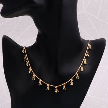 gold plated green bead tassel necklace for women 3