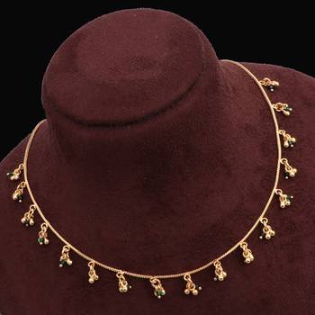 gold plated green bead tassel necklace for women 4