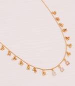 gold plated square crystal charm womens necklace