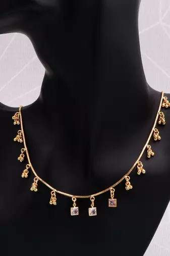 gold plated square crystal charm womens necklace