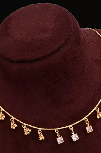 gold plated square crystal charm womens necklace
