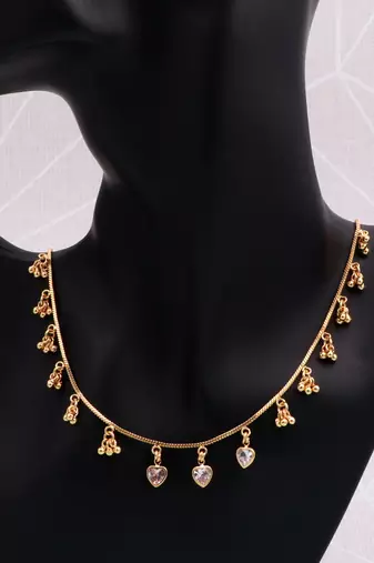 gold plated heart crystal charm necklace for women