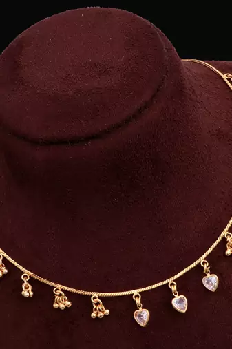 gold plated heart crystal charm necklace for women