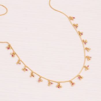 gold plated pink beaded charm necklace for women 1