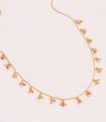 gold plated pink beaded charm necklace for women