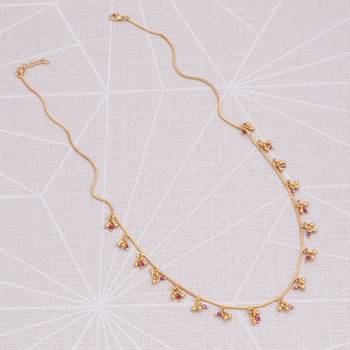 gold plated pink beaded charm necklace for women 2