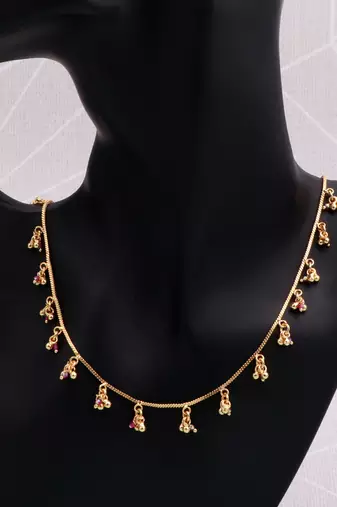 gold plated pink beaded charm necklace for women