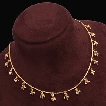 gold plated pink beaded charm necklace for women 4