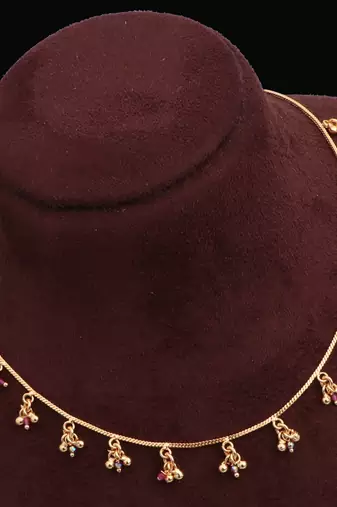 gold plated pink beaded charm necklace for women