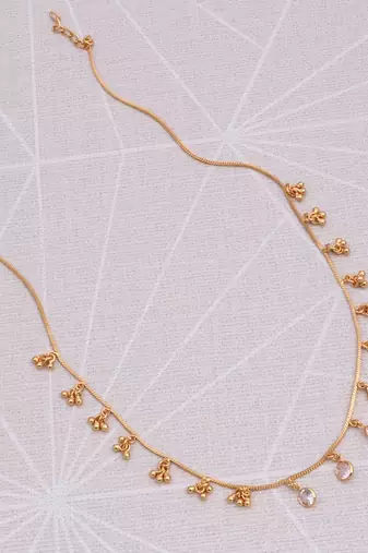 gold plated teardrop crystal charm necklace for women