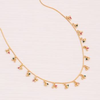 gold plated multicolor beaded charm necklace for women 1