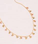 gold plated multicolor beaded charm necklace for women