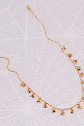 gold plated multicolor beaded charm necklace for women