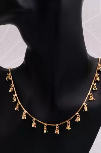 gold plated multicolor beaded charm necklace for women