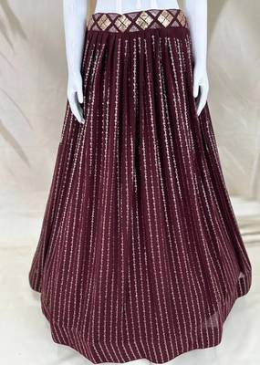 wine sequins embroidered georgette crop top lehenga 7