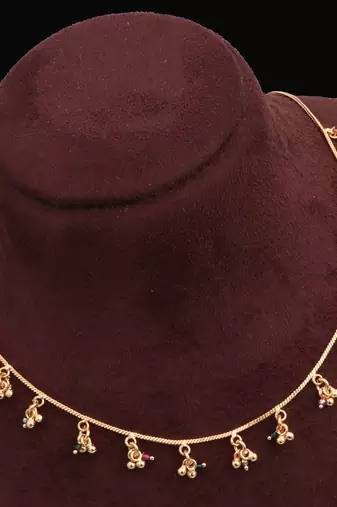 gold plated multicolor beaded charm necklace for women