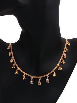 gold plated square crystal charm necklace for women 1
