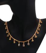 gold plated square crystal charm necklace for women