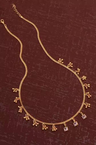 gold plated square crystal charm necklace for women